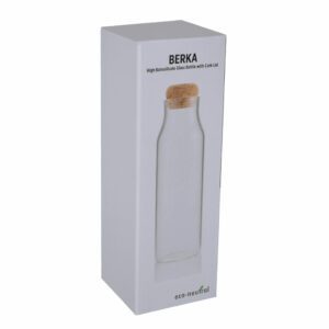 BERKA Borosilicate Glass Bottle with Cork Lid 600ml 1