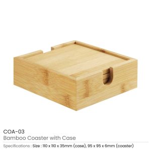 Bamboo Tea Coasters with Case COA 03