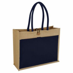 JTEN 434 MONCLOVA Jute Bag with Canvas Pocket Blue 1