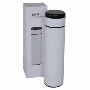 KOVEL Giftology Double Walled Insulated Flask with Temperature Lid White