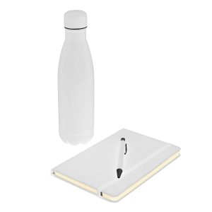LAUTA Giftology Set of Stainless Bottle Notebook and Pen White