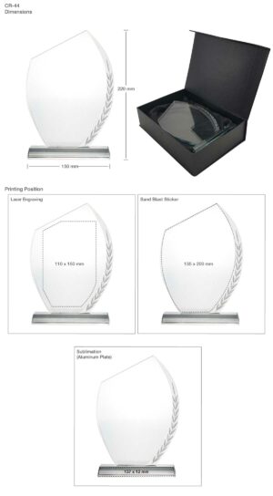 Crystal Awards with Engraved Leaf Design