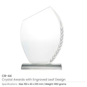 Crystal Awards with Engraved Leaf Design CR 44