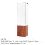 Cuboid Shape Crystal Awards with Wooden Base CR 59
