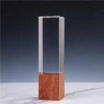 Cuboid Shape Crystal Awards with Wooden Base CR 59 2