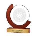 Printing Round Moon Crystal Awards with Wooden Base CR 57