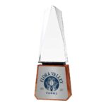 Printing Tower Shape Crystal Awards with Wooden Base CR 58