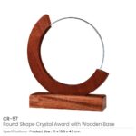 Round Moon Crystal Awards with Wooden Base CR 57