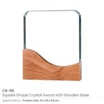 Square Crystal Award with Wooden Base CR 56
