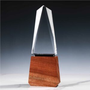 Tower Shape Crystal Awards with Wooden Base CR 58 2