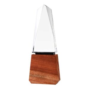 Tower Shape Crystal Awards with Wooden Base CR 58 Main