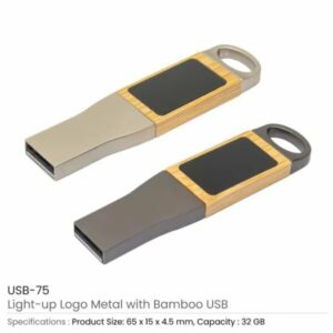 Light Up Logo Metal with Bamboo USB 75 600x600 1