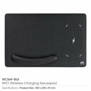 RPET Wireless Charging Mousepad WCM4 BLK Details 600x600 1