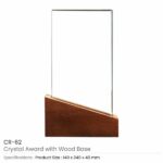 Crystal Award with Wood Base CR 62 Details 600x600 1