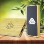 bamboo power bank light up logo
