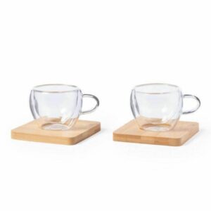 DWEN 3141 PAMA Set of 2 Expresso Cup with Bamboo Coaster