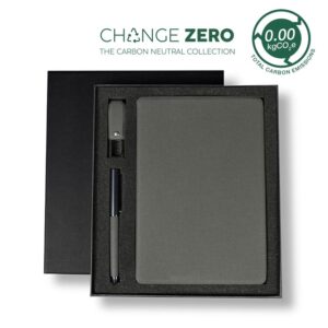 GSSN 9542 CHANGE ZERO Sustainable Gift Set with Refillable Notebook Pen USB Keychain Black
