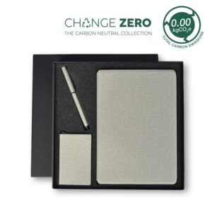 GSSN 9546 CHANGE ZERO Sustainable Gift Set with Refillable Notebook Pen Cardholder Grey